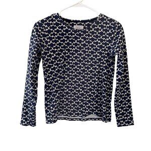 Pima Cotton Charter Club blue and white geometric long sleeved luxury top